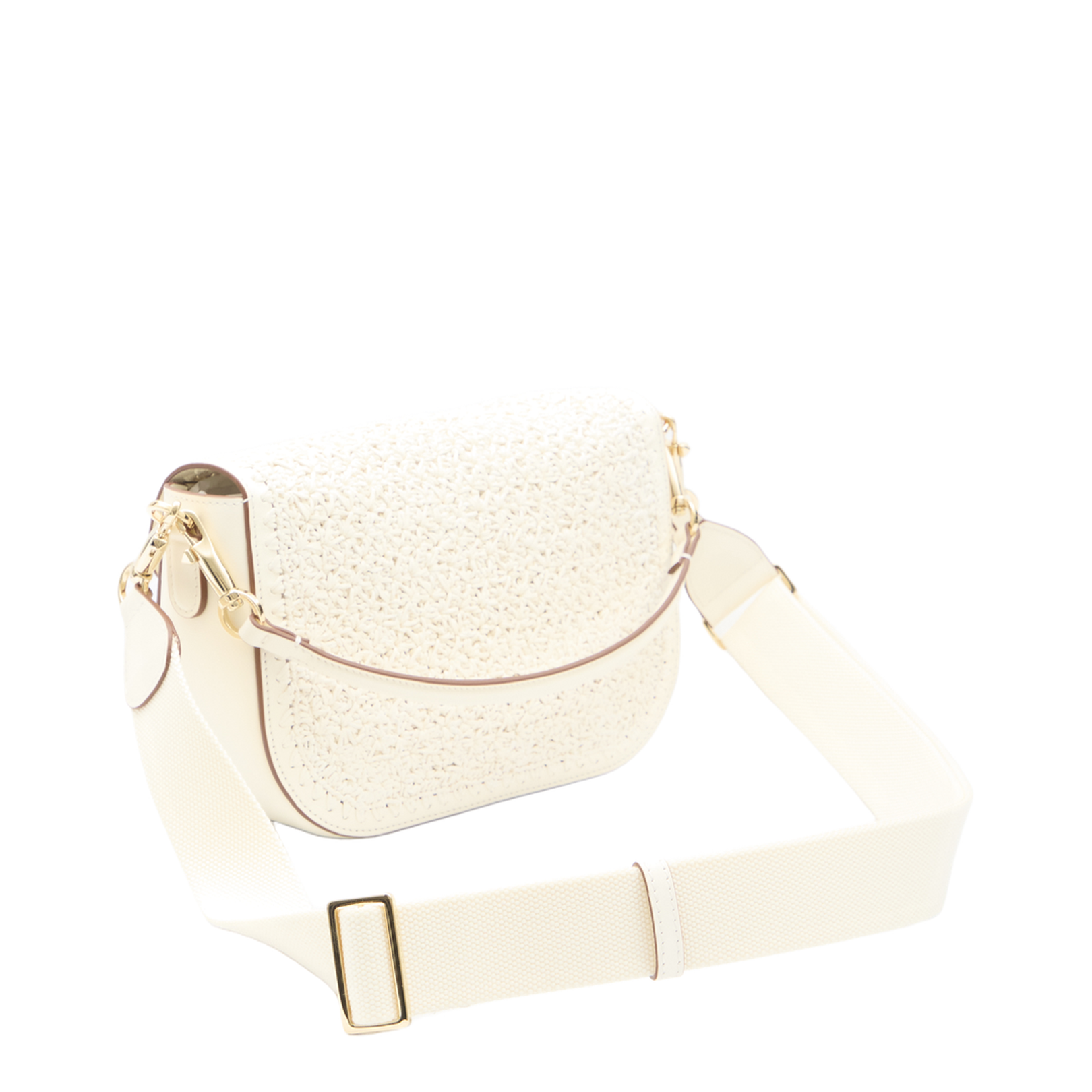 Ivory Raffia and Leather VLogo Handbag
