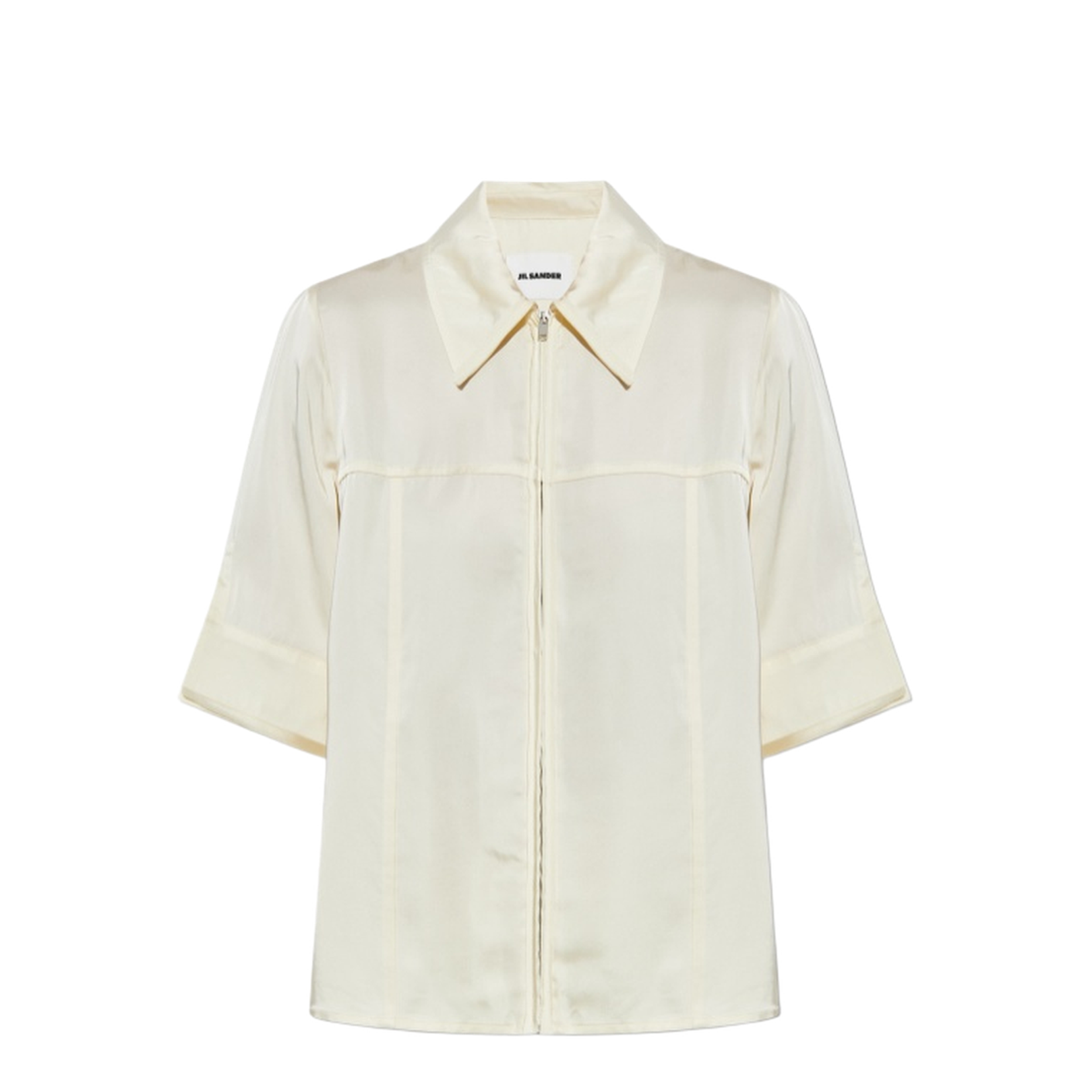 Satin Gathered Tie Neck Shirt