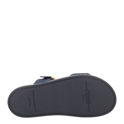 Dark Blue Denim Fabric Slides
