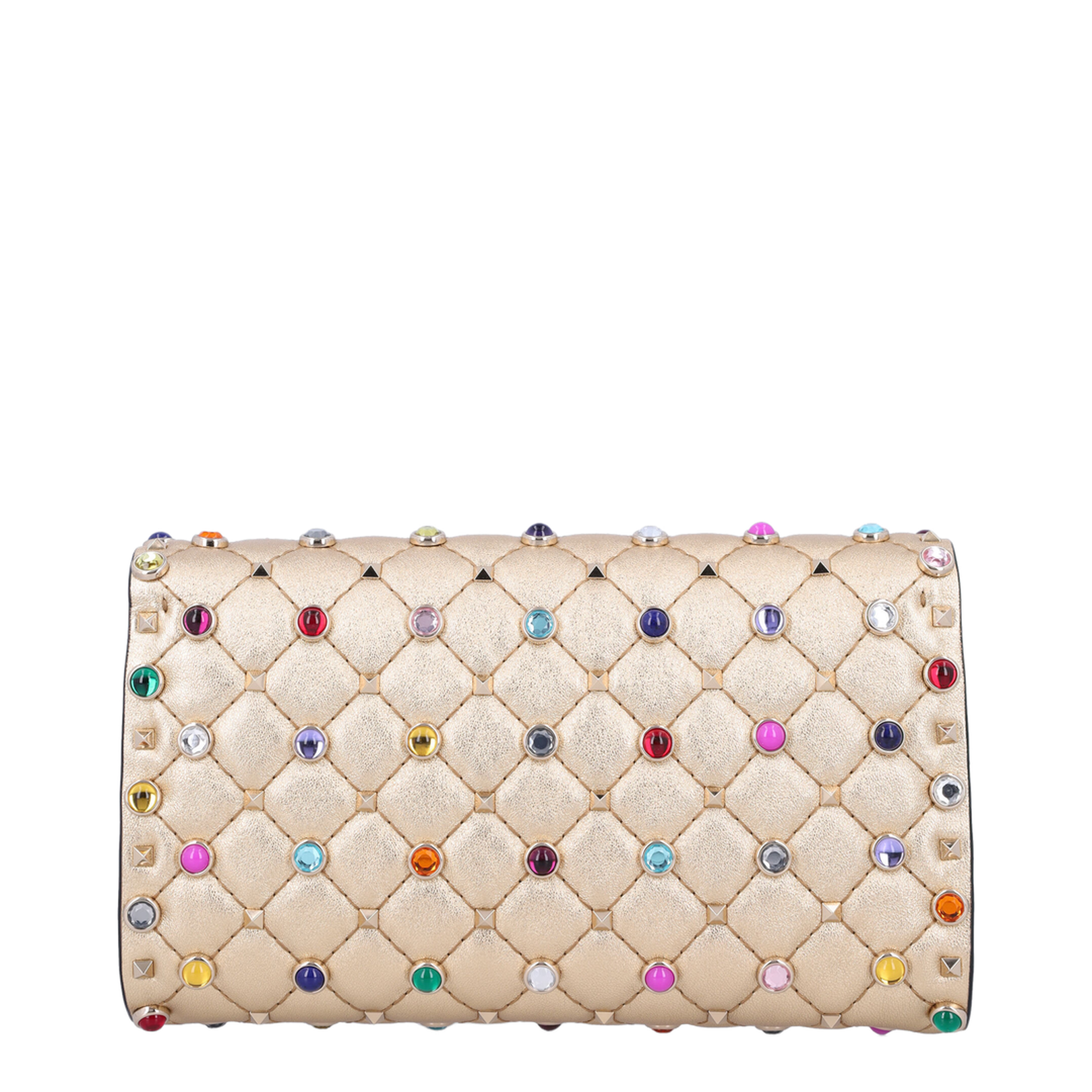 Rockstud Spike Multicolor Studded Shoulder Bag in Metallic Nappa