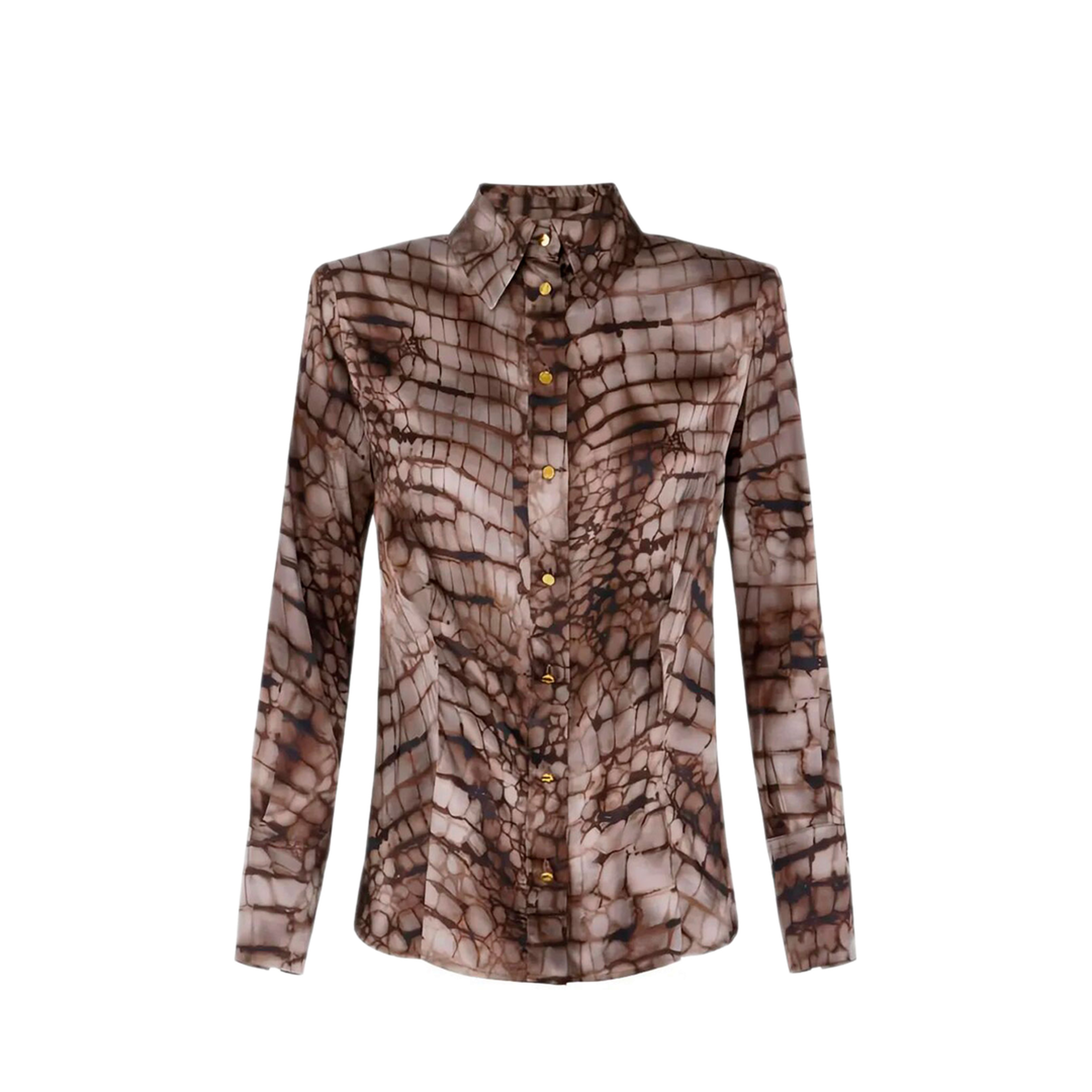MAYFEYR - Elisabetta Franchi - Alligator Print Satin Shirt - CA13161E2644
