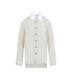 Striped Shirt In Parchment Viscose Cupro