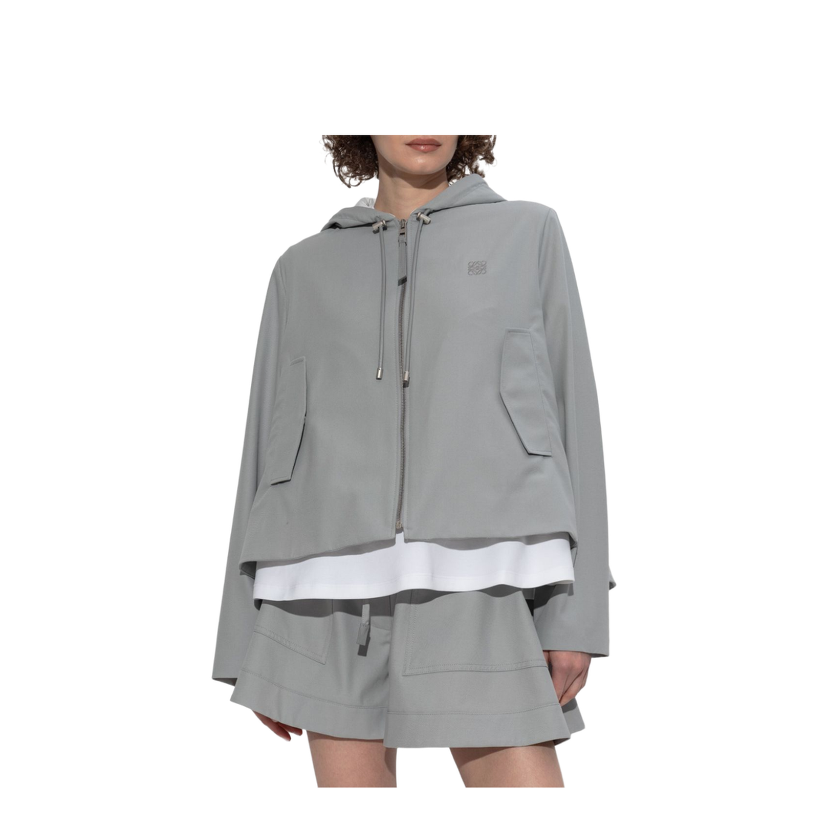 Hooded Jacket in Cotton Grey