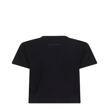 Black Jersey Cropped Numeric Signature T-Shirt