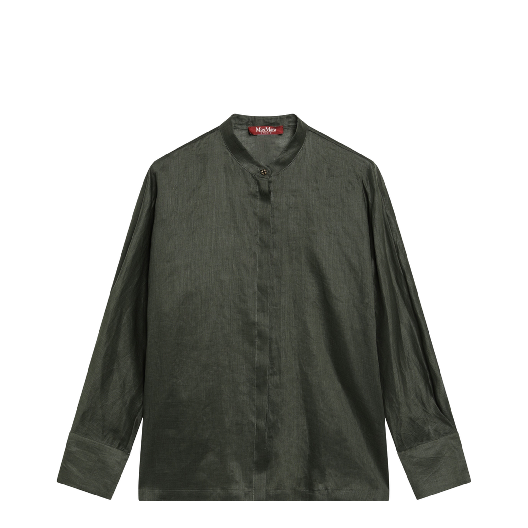 MAYFEYR -  - Ramie Canvas Shirt In Khaki Green - MSTBALDILI061