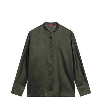 MAYFEYR -  - Ramie Canvas Shirt In Khaki Green - MSTBALDILI061