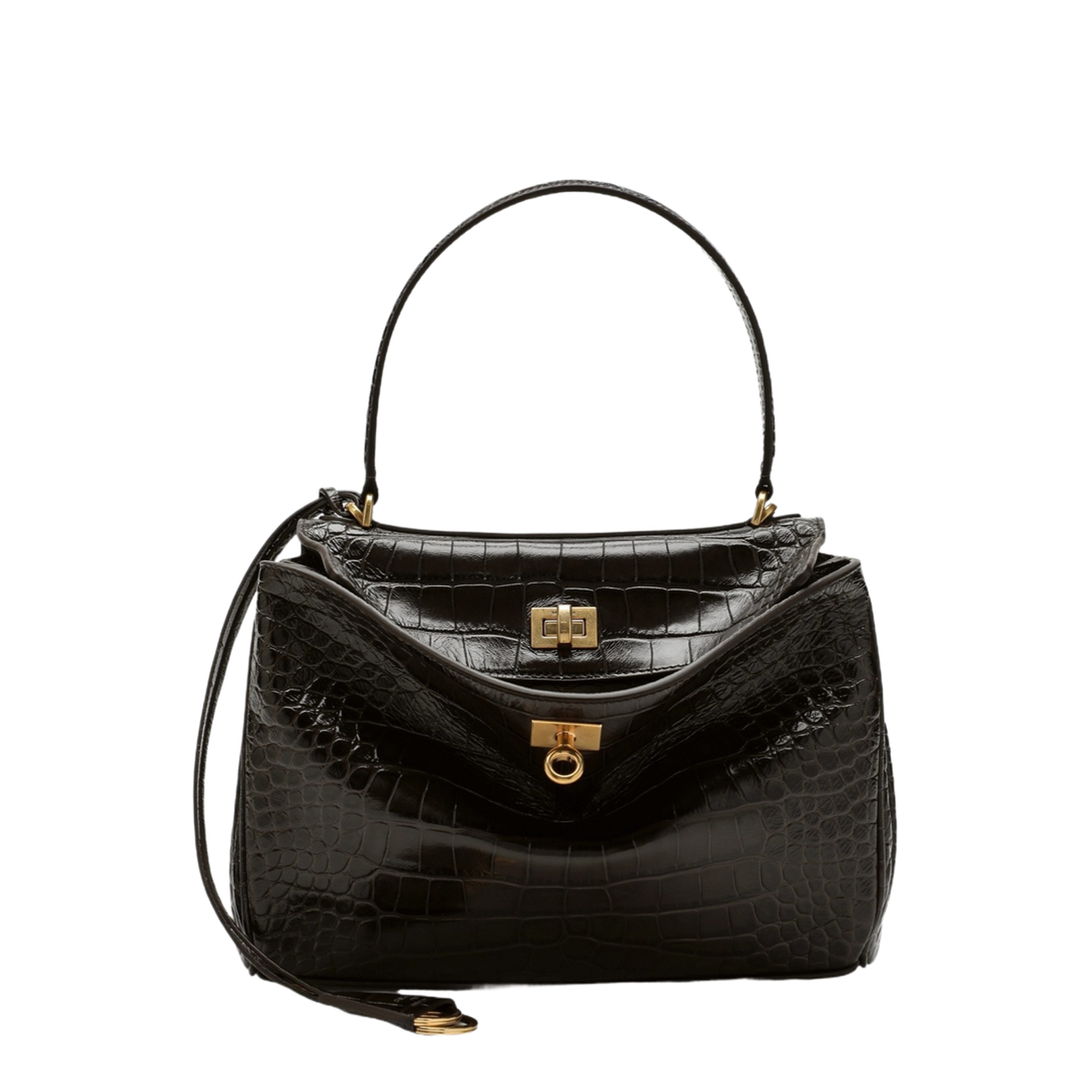 Rodeo Shoulder Bag In Crocodile-print Leather