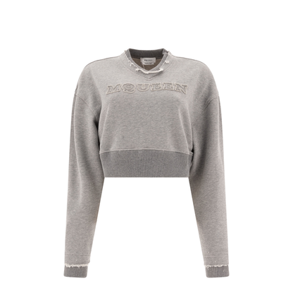 Logo Cotton Cropped Sweatshirt
