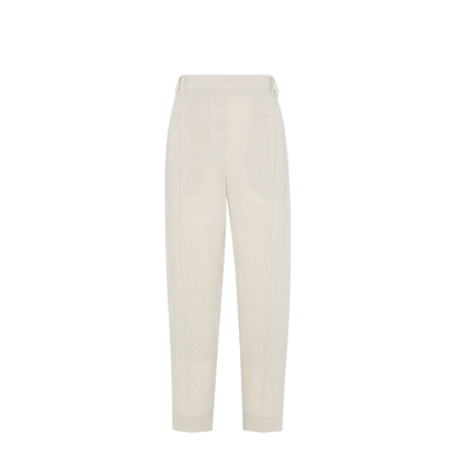 Linen Trousers With Lurex Details In Beige