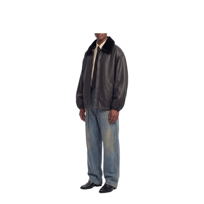 MAYFEYR - Willy Chavarria - Black Lambskin Coach Jacket - MMLJK020036N001