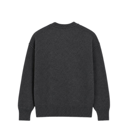 Grey Wool Cardigan with Ami de Coeur - Grey/Red