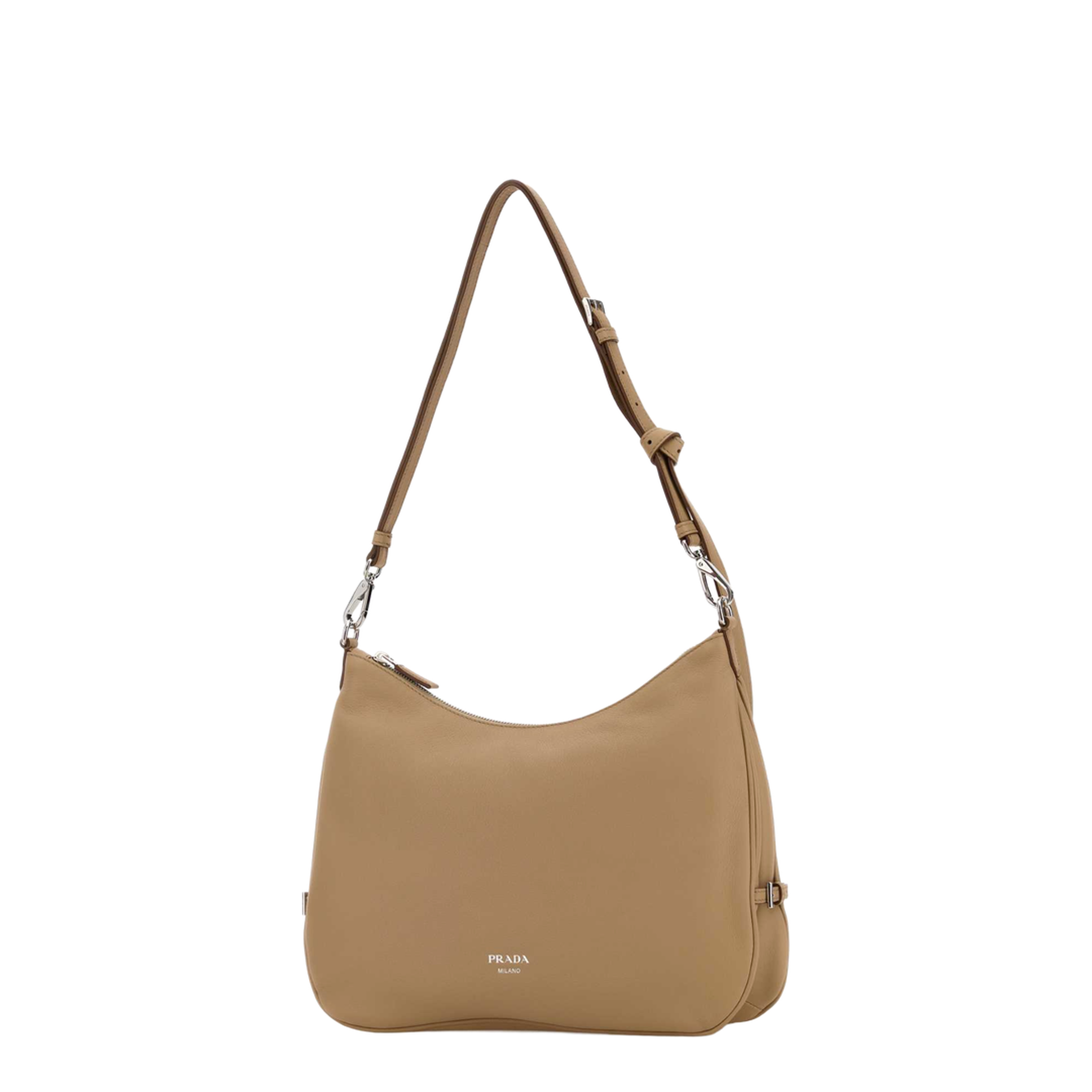 Beige Leather Large Fold Shopping Bag