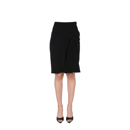 Chic Midi Skirt With Side Zip Closure In Black