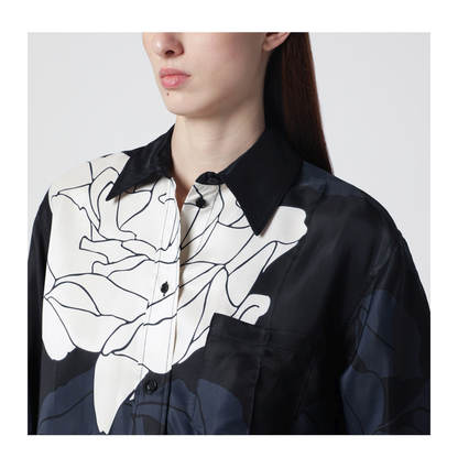 Navy Blue Shirt with Floral Pattern