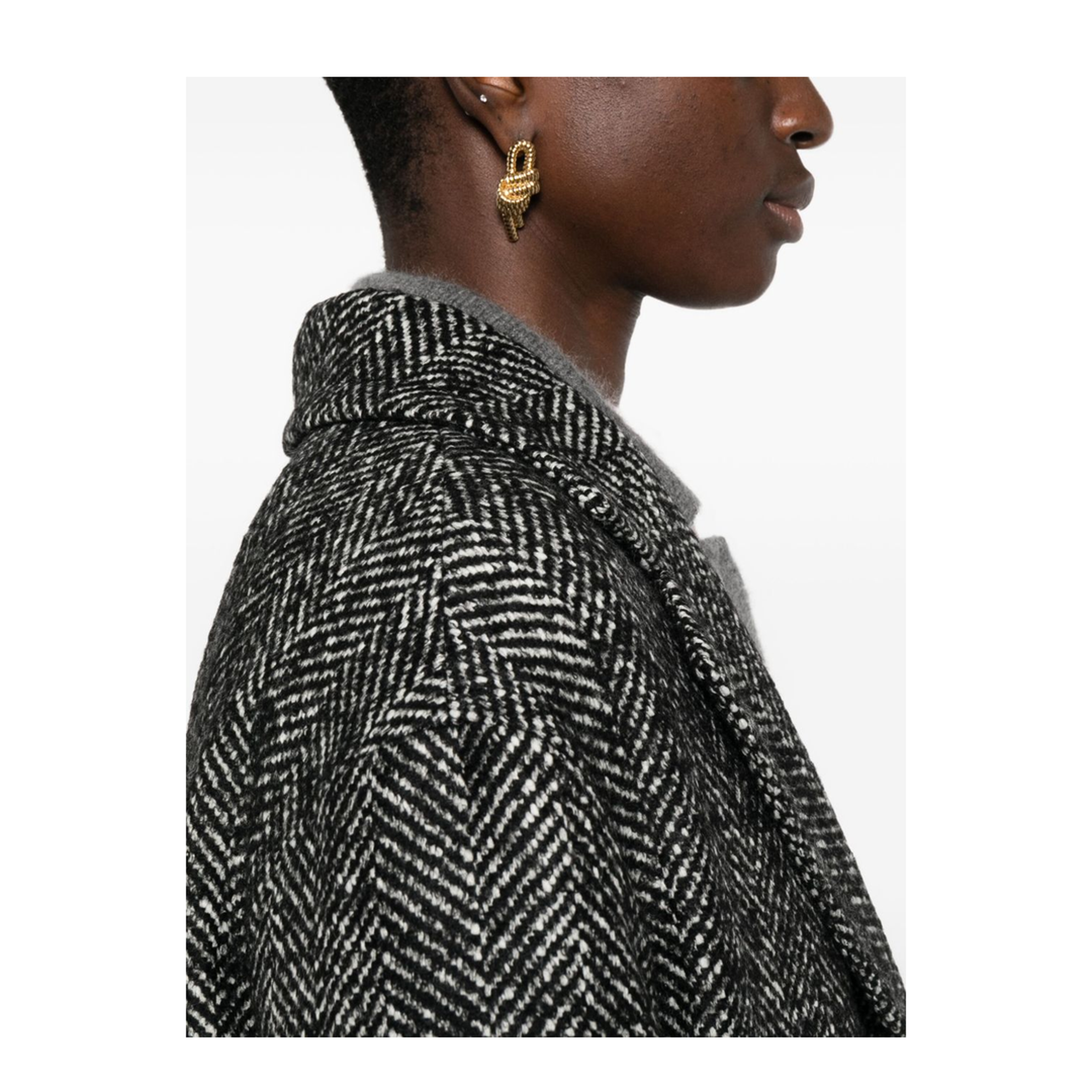 Wool Blend Single-breasted Coat Black