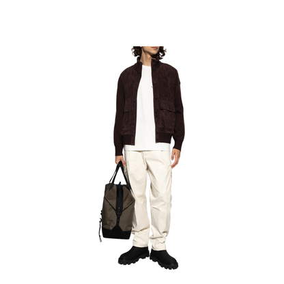 Brown Wool & Suede Cardigan