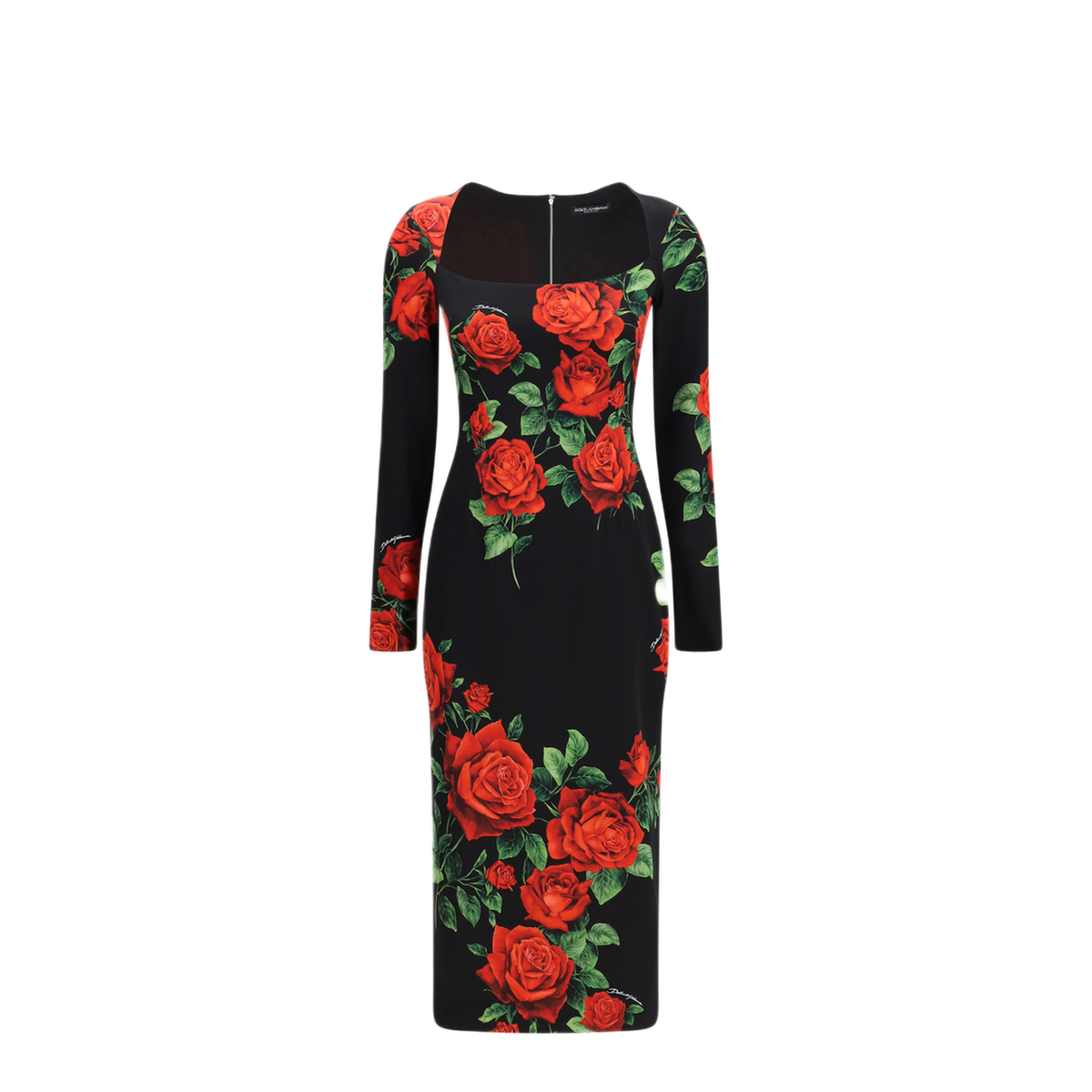 MAYFEYR - Dolce & Gabbana - Rose Print Charmeuse Midi Dress - F6AWBTFSA9RHN6EJ