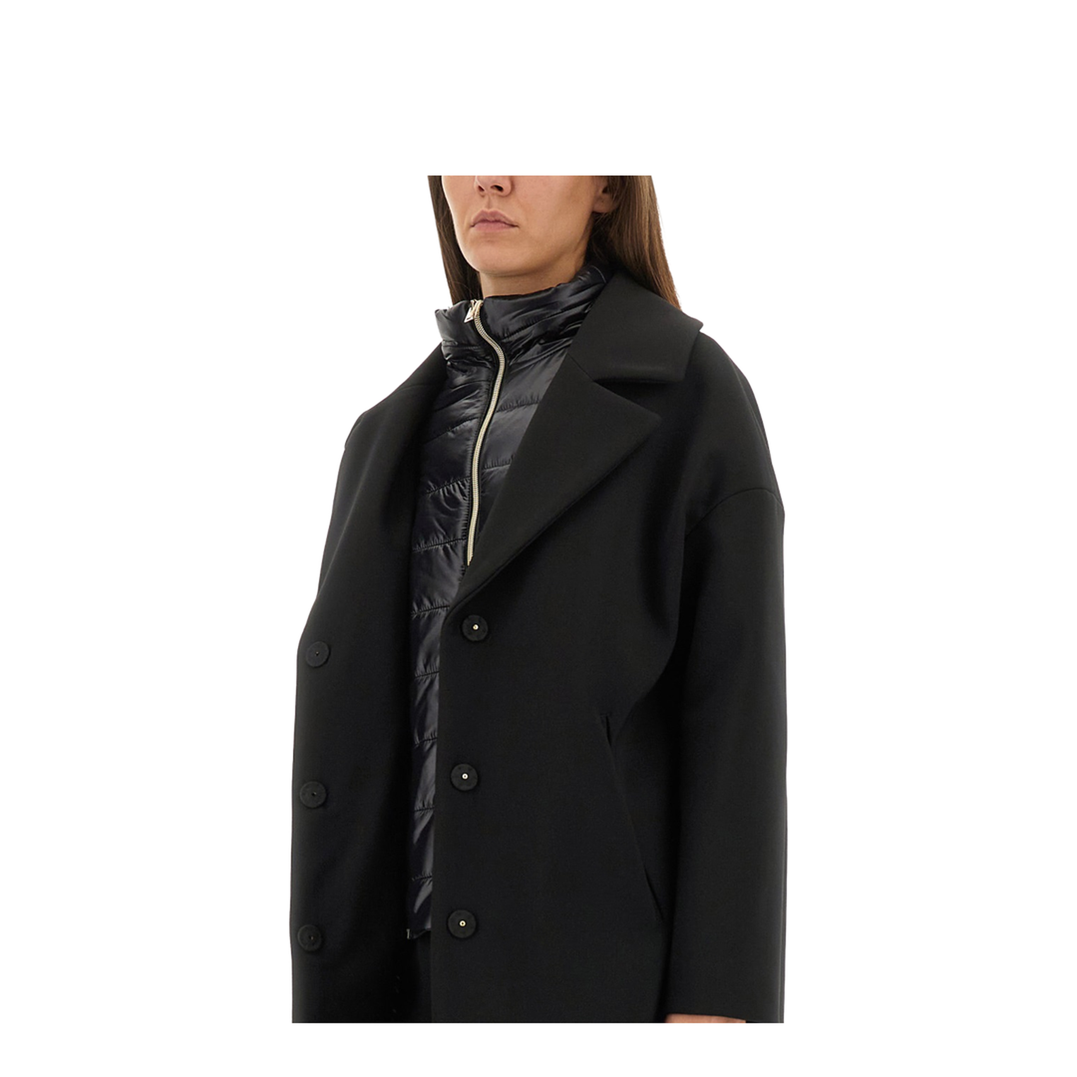 Wool Coat with Technical Bib
