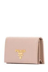 Saffiano Leather Business Cardholder, Gold Hardware