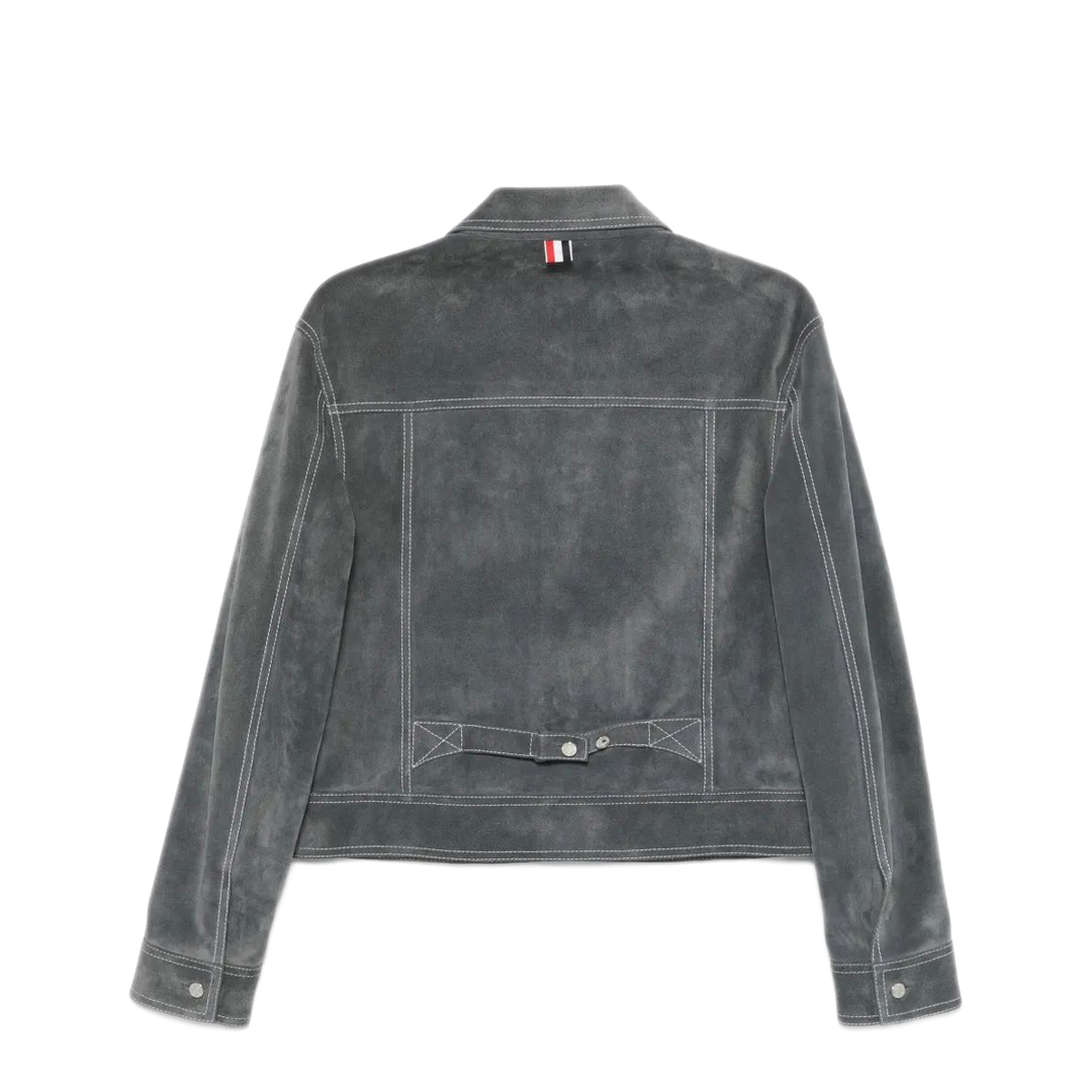 MAYFEYR - Thom Browne - Backstrap Utility Jacket W/ Contrast Stitching In Calf Suede - MJO243XL0138045