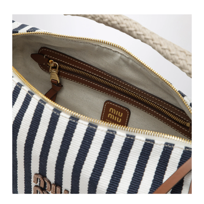 MAYFEYR - Miu Miu - Blue/Cognac Striped Canvas Bag - 5BC196ILO2I0GF0B9P
