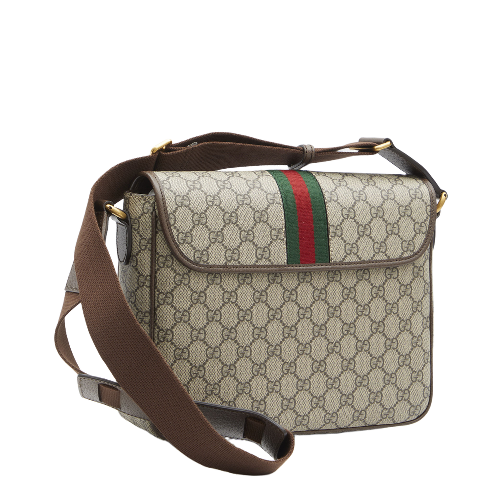 Ophidia Medium Canvas Messenger Bag - Beige