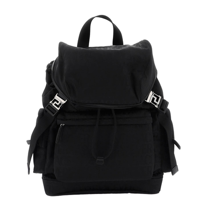 All Over Logo Nylon Backpack - Black