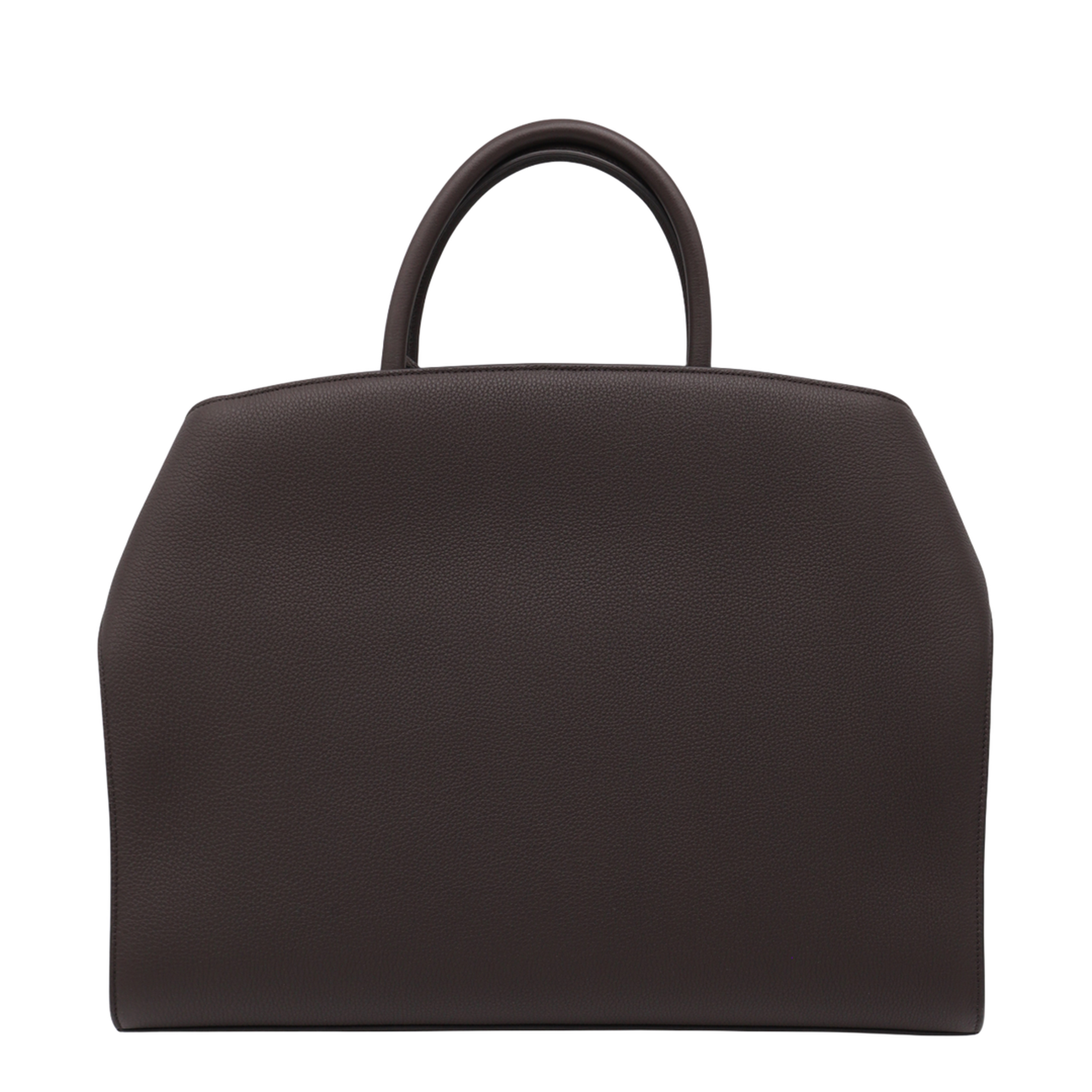 Dark Brown Leather Hug Top Handle Bag