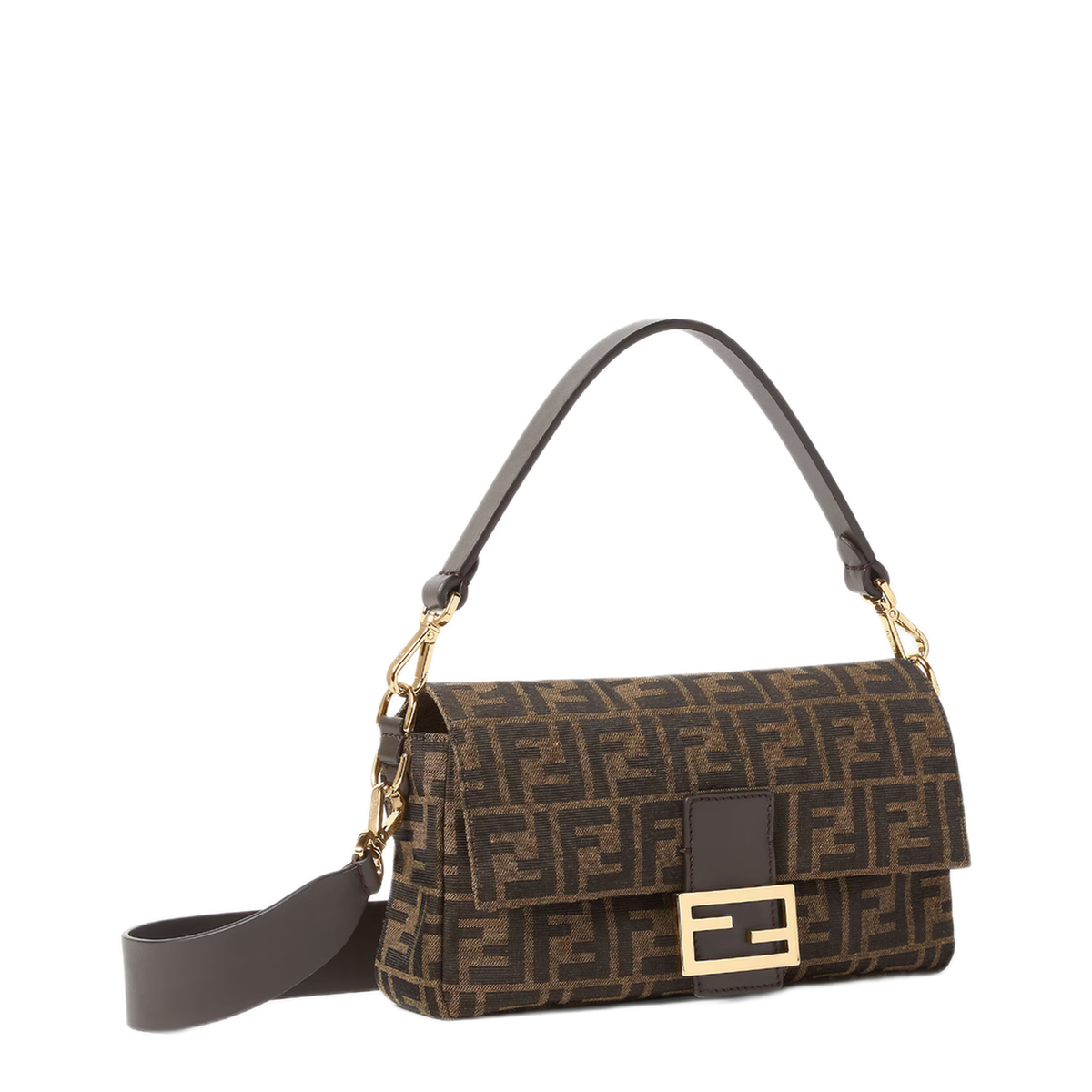 Baguette Medium FF Jacquard Shoulder Bag - Tobacco Brown