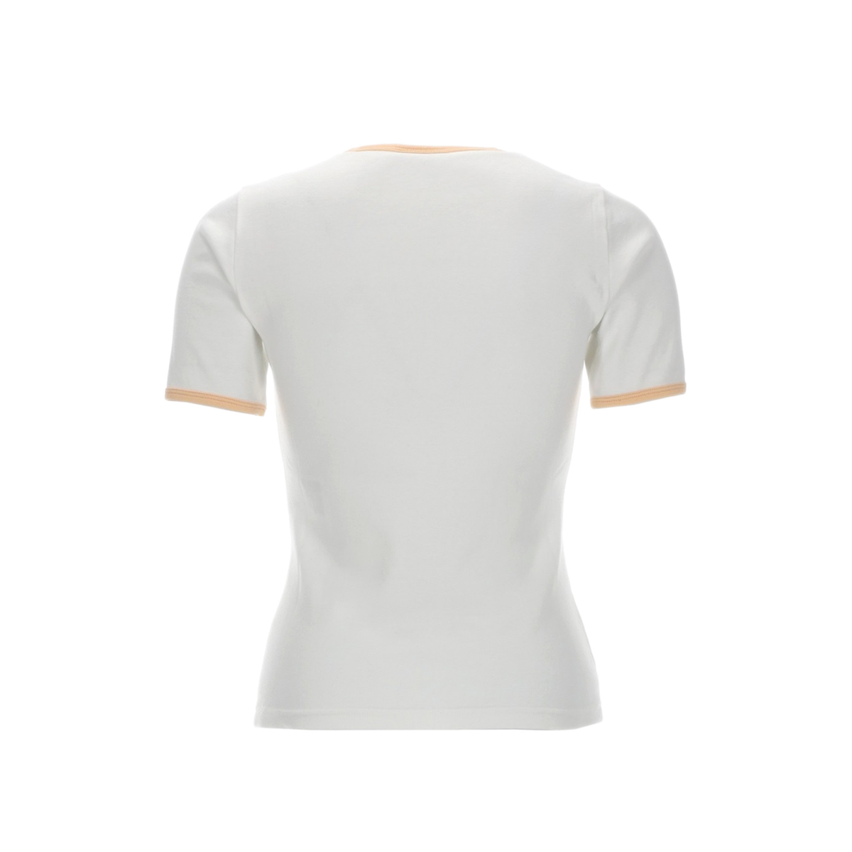 White Orange Contrast Cotton Crew Neck T Shirt
