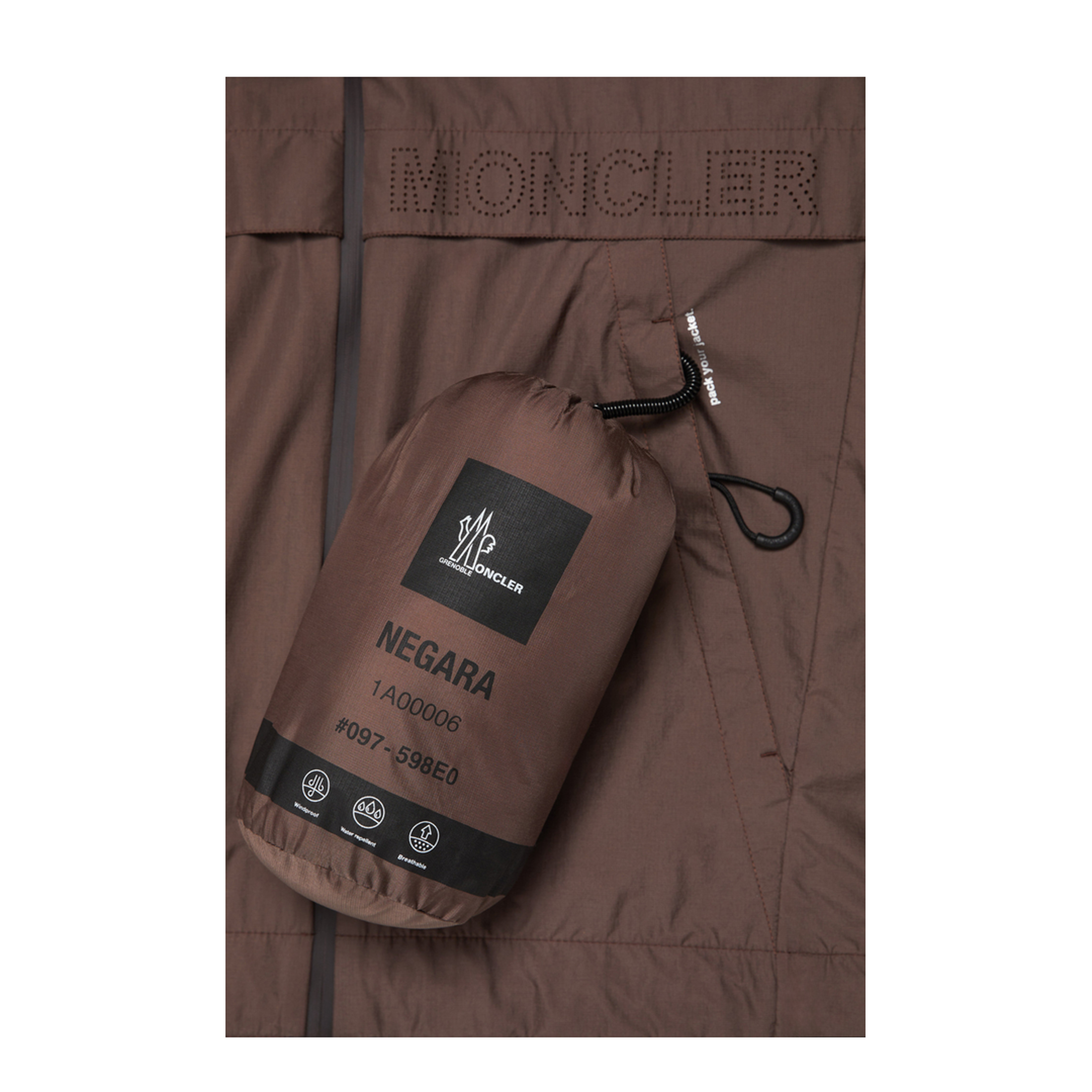 Brown Negara Packable Hooded Windbreaker
