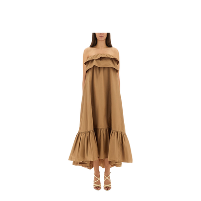 Cotton Twill Ruffle Dress