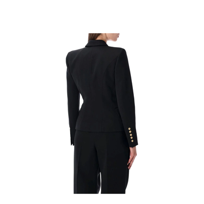 Black Grain De Poudre 6-Button Tailored Jacket