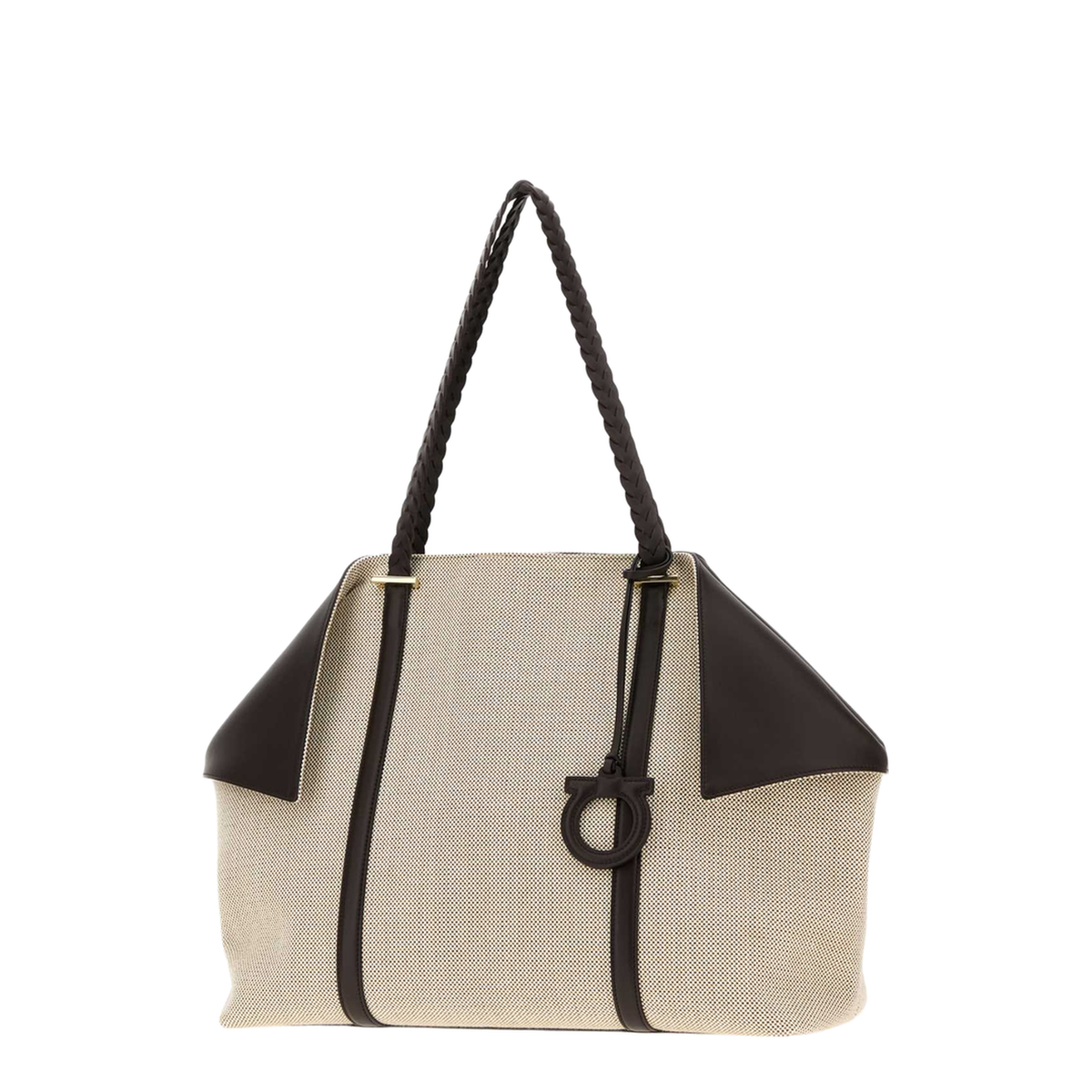 MAYFEYR - Ferragamo - Multicolor Canvas Scarf Shopping Bag - 21A706793852NATMULTMORO