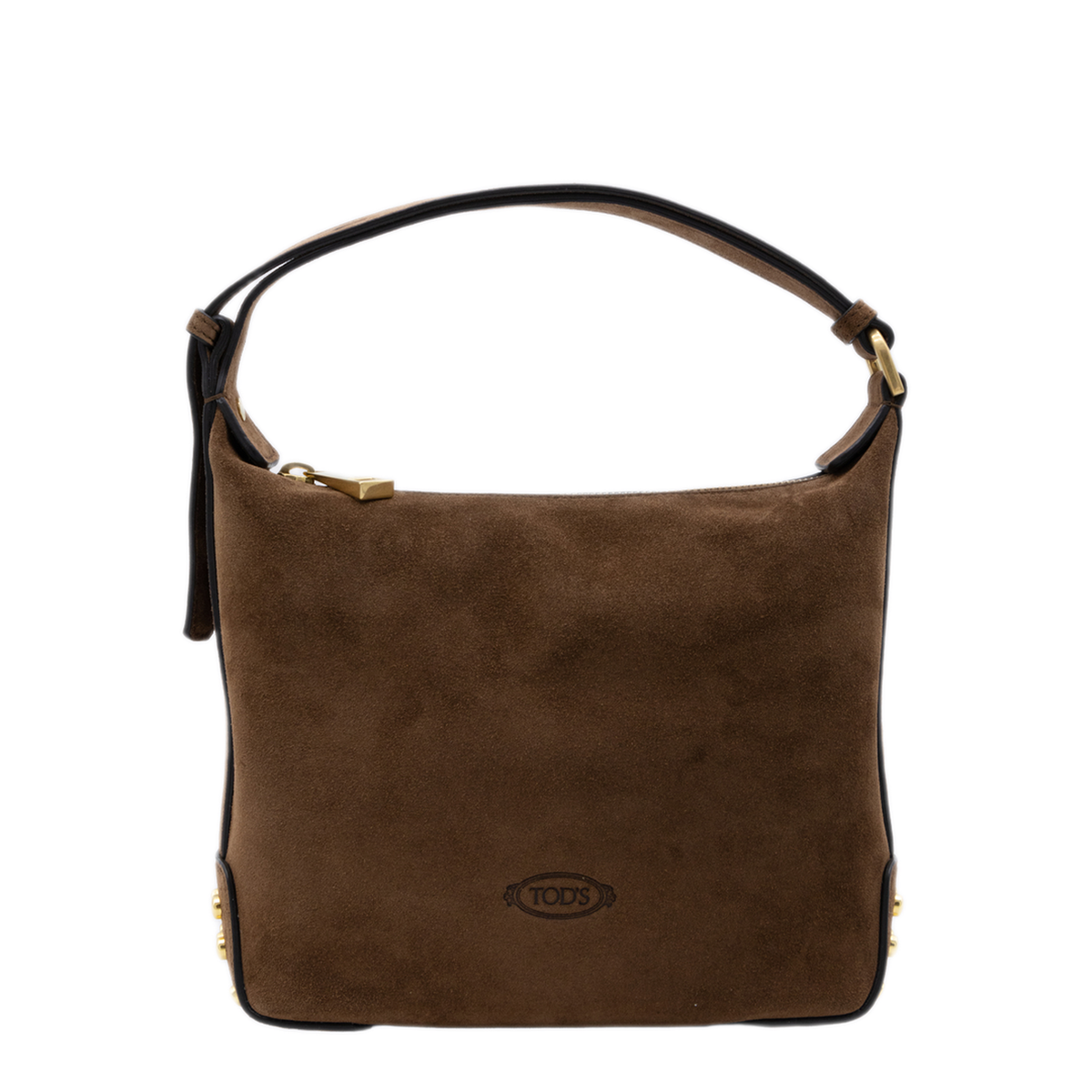 Metal Dots Mini Calfskin Suede Shoulder Bag - Brown