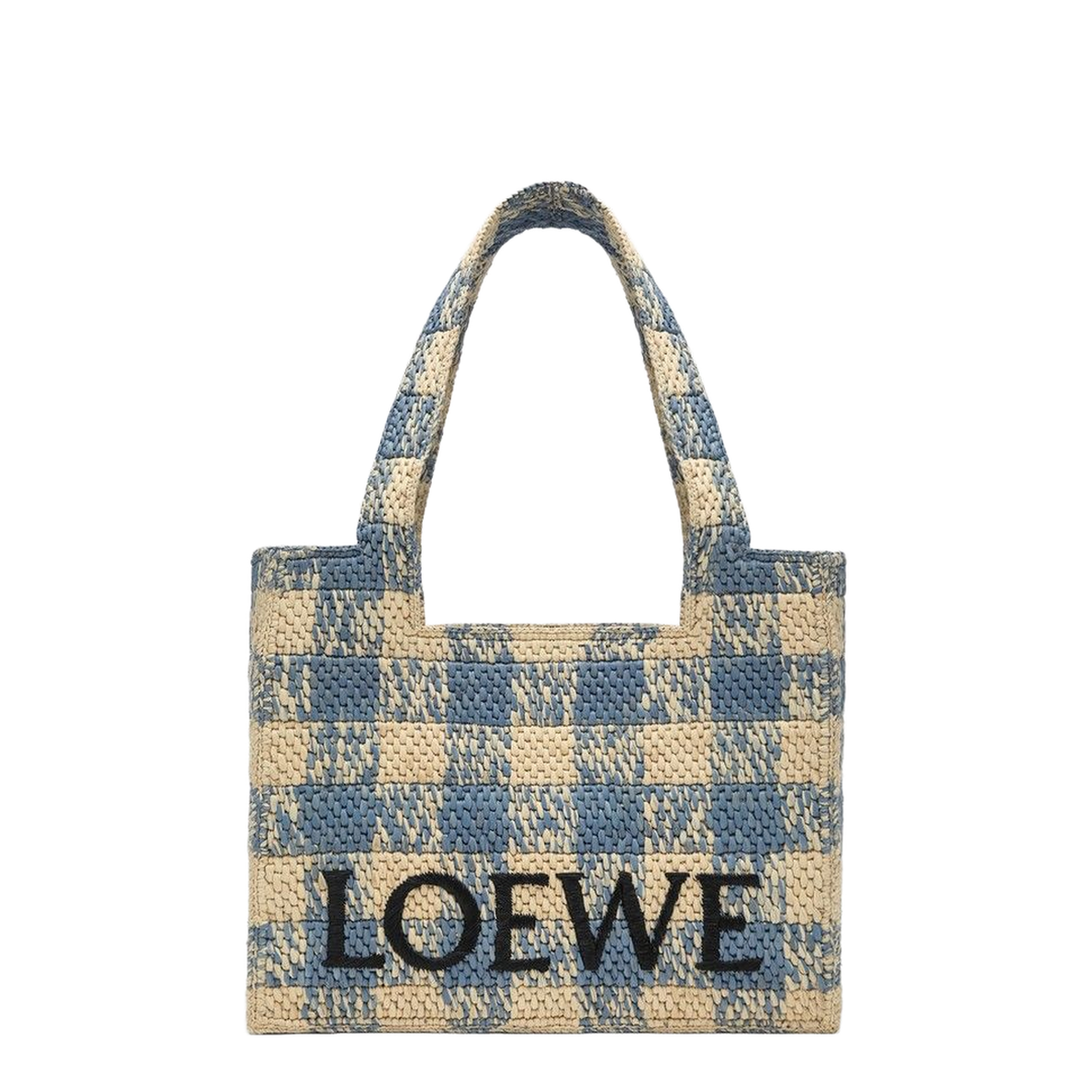 Medium Font Bag in Natural/Blue