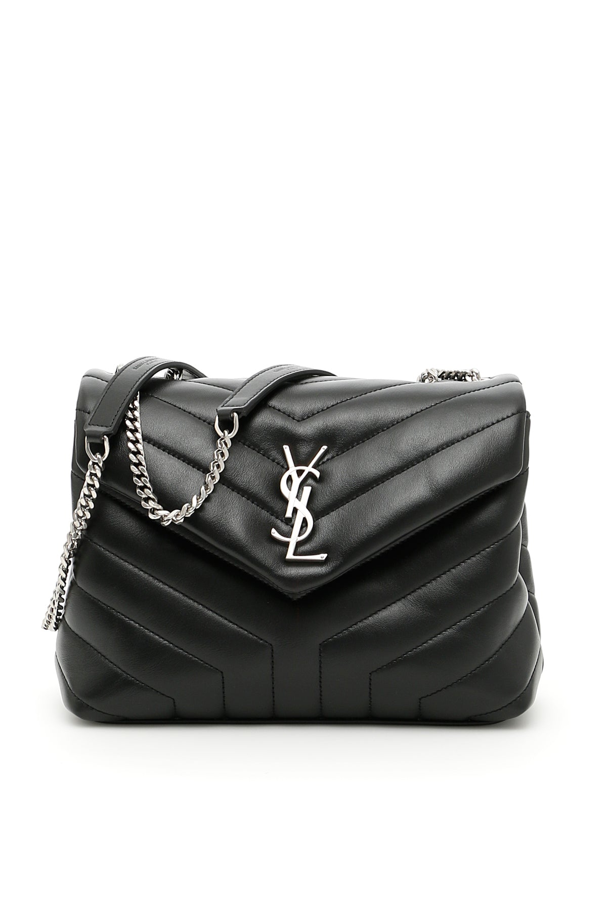Black Leather Small Loulou Shoulder Bag