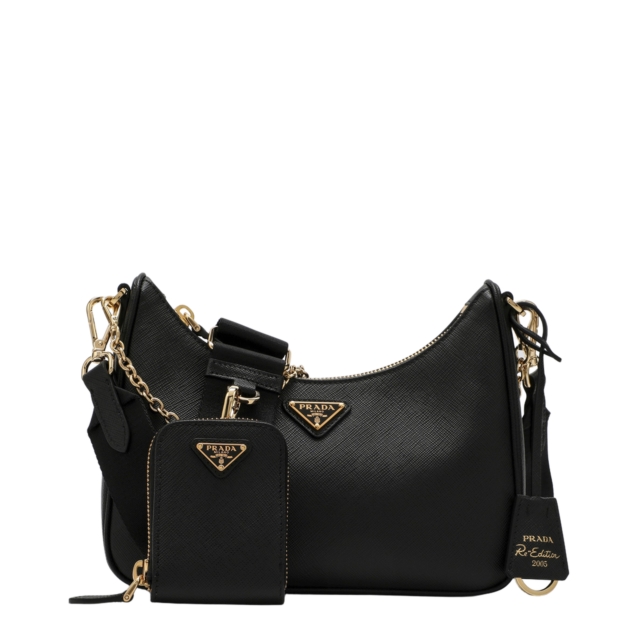 Re-Edition 2005 Mini Saffiano Leather Shoulder Bag - Black