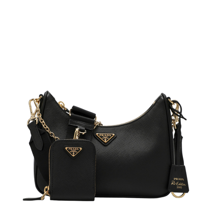 Re-Edition 2005 Mini Saffiano Leather Shoulder Bag - Black