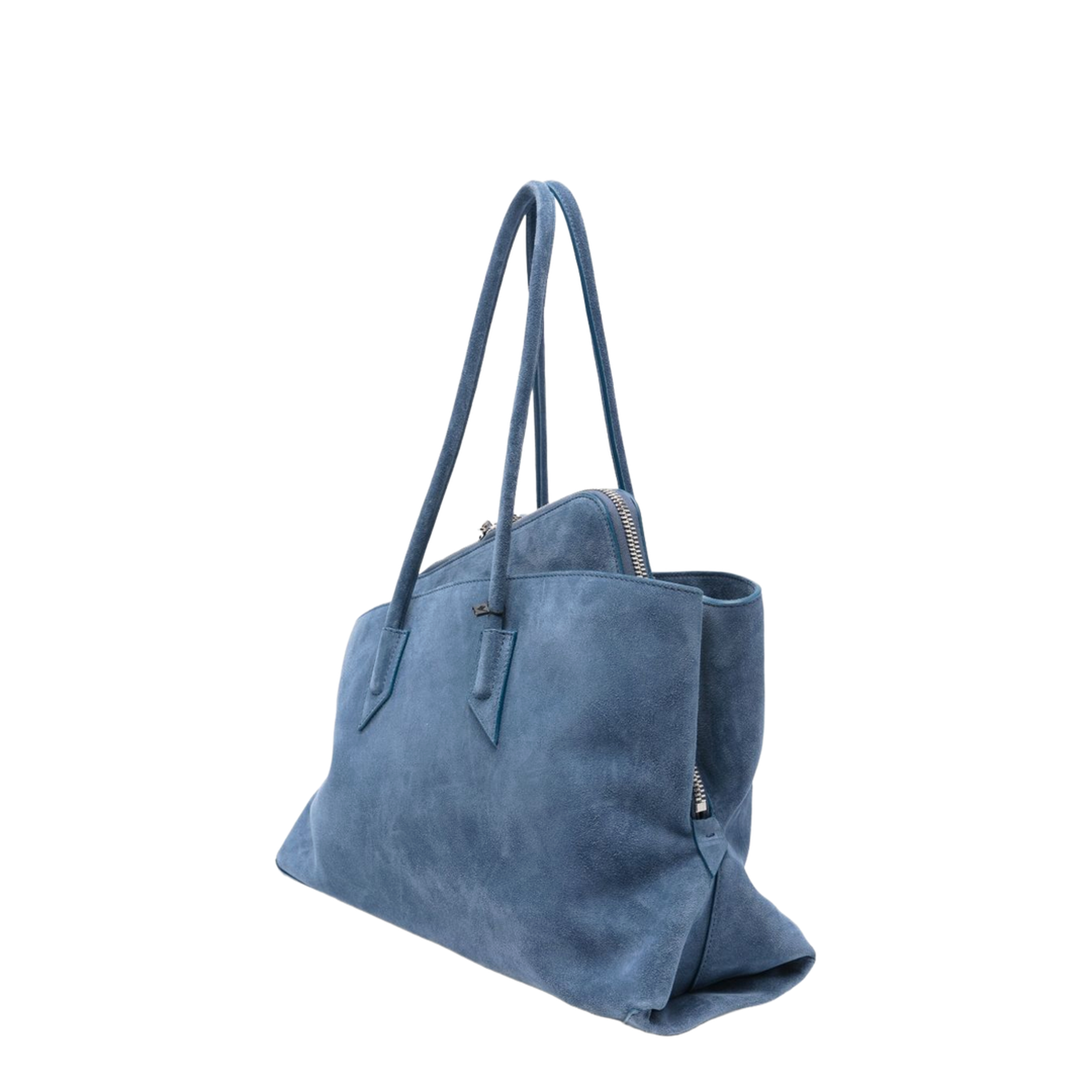La Passeggiata Medium Suede Top Handle Bag - Sapphire Blue