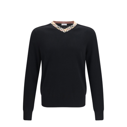 MAYFEYR - Burberry - Check Trim Wool Sweater - 8127128