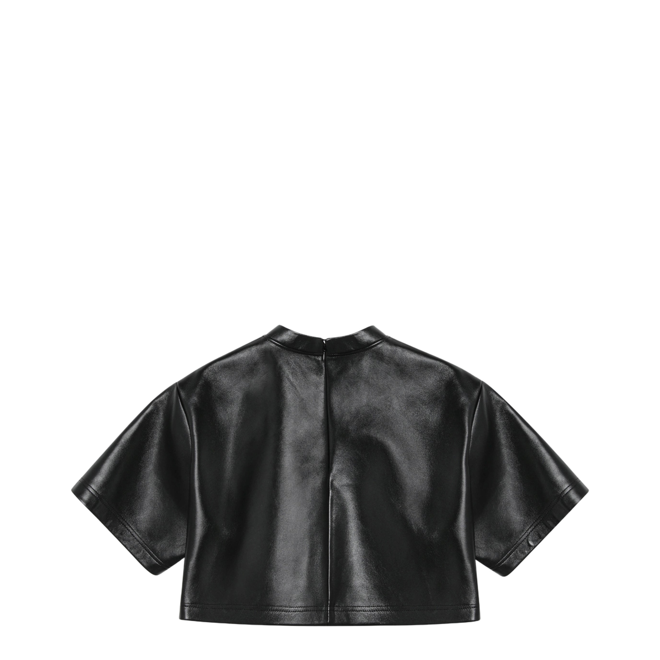 Black Cropped Leather Top