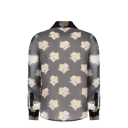 Printed Black Organza Shirt