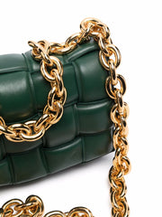 Chain Padded Cassette Shoulder Bag, Gold Hardware