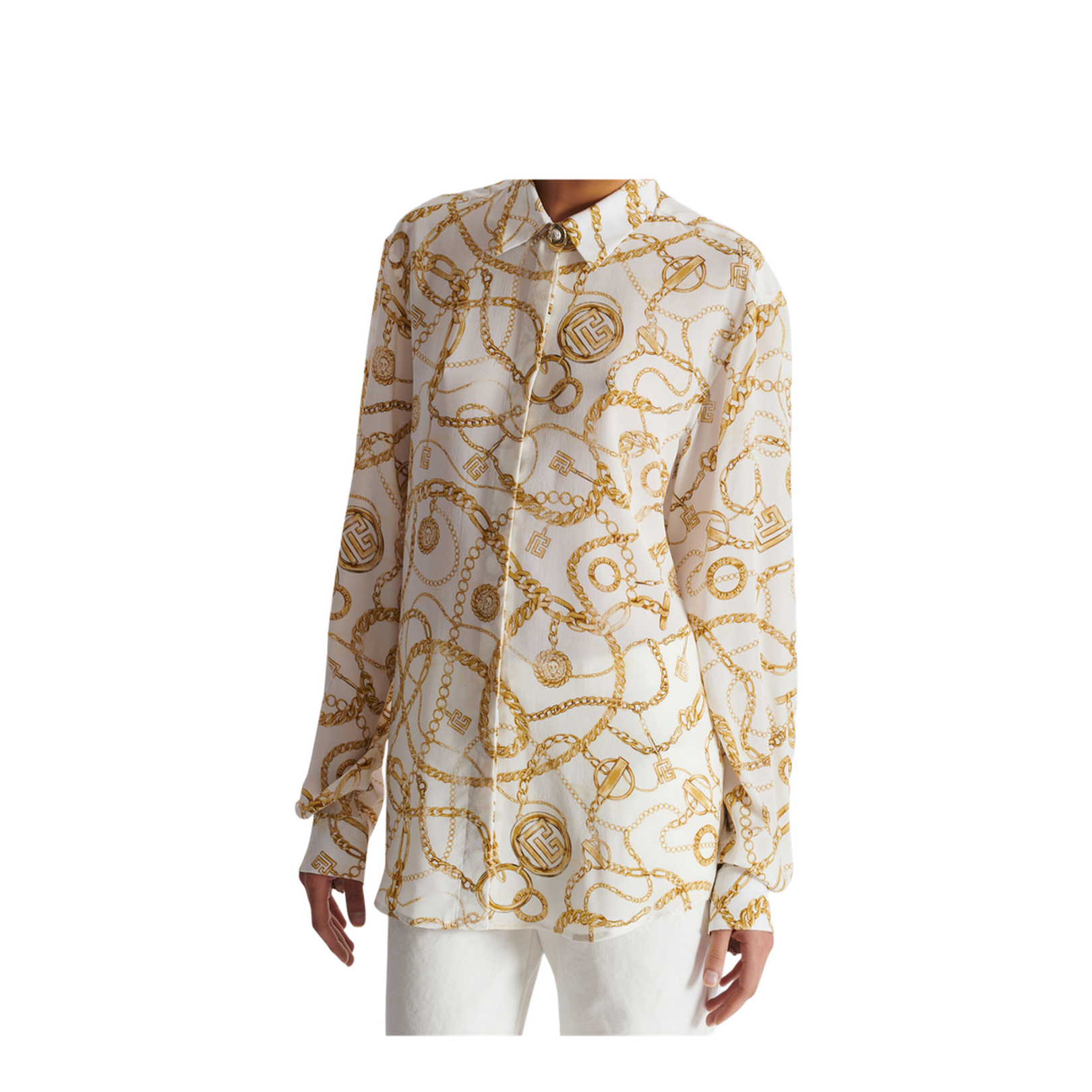 Printed Silk Shirt with Chains Pattern