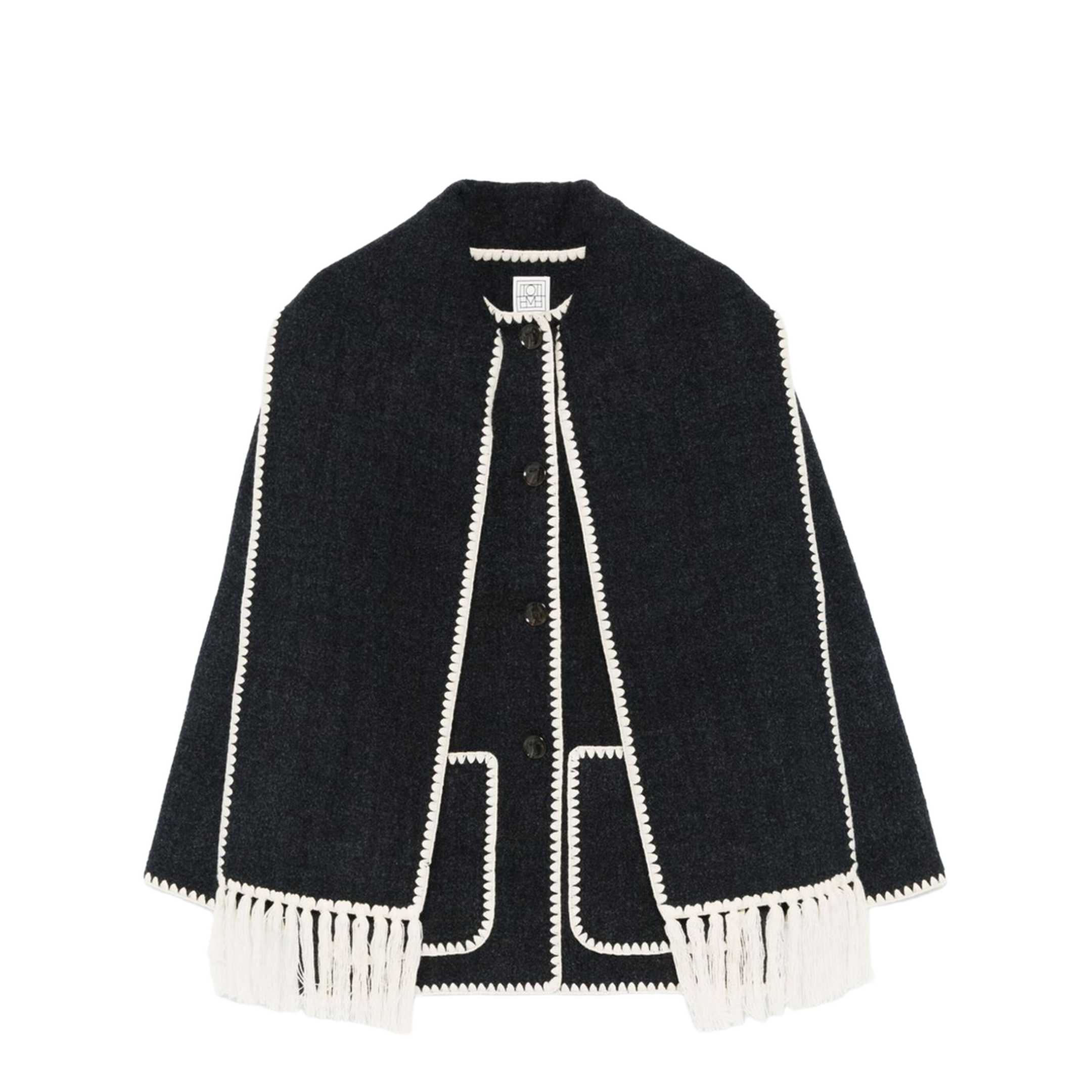 Embroidered Scarf Jacket - Dark Grey