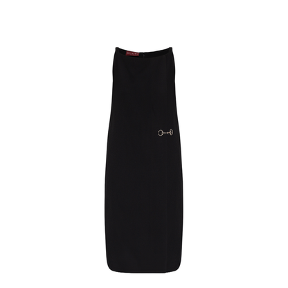 Heavy Viscose Sable Horsebit Dress in Black