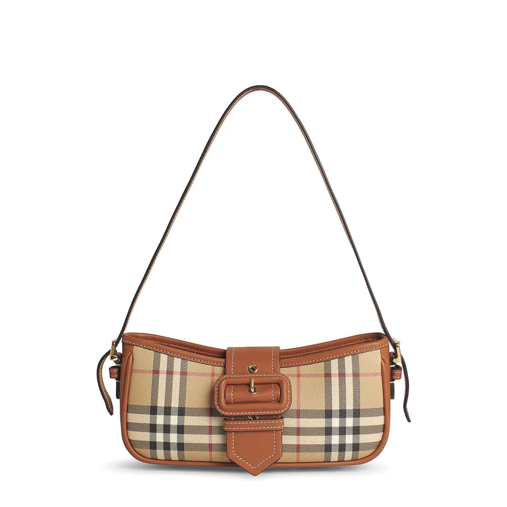 Adjustable Shoulder Bag with Check Pattern