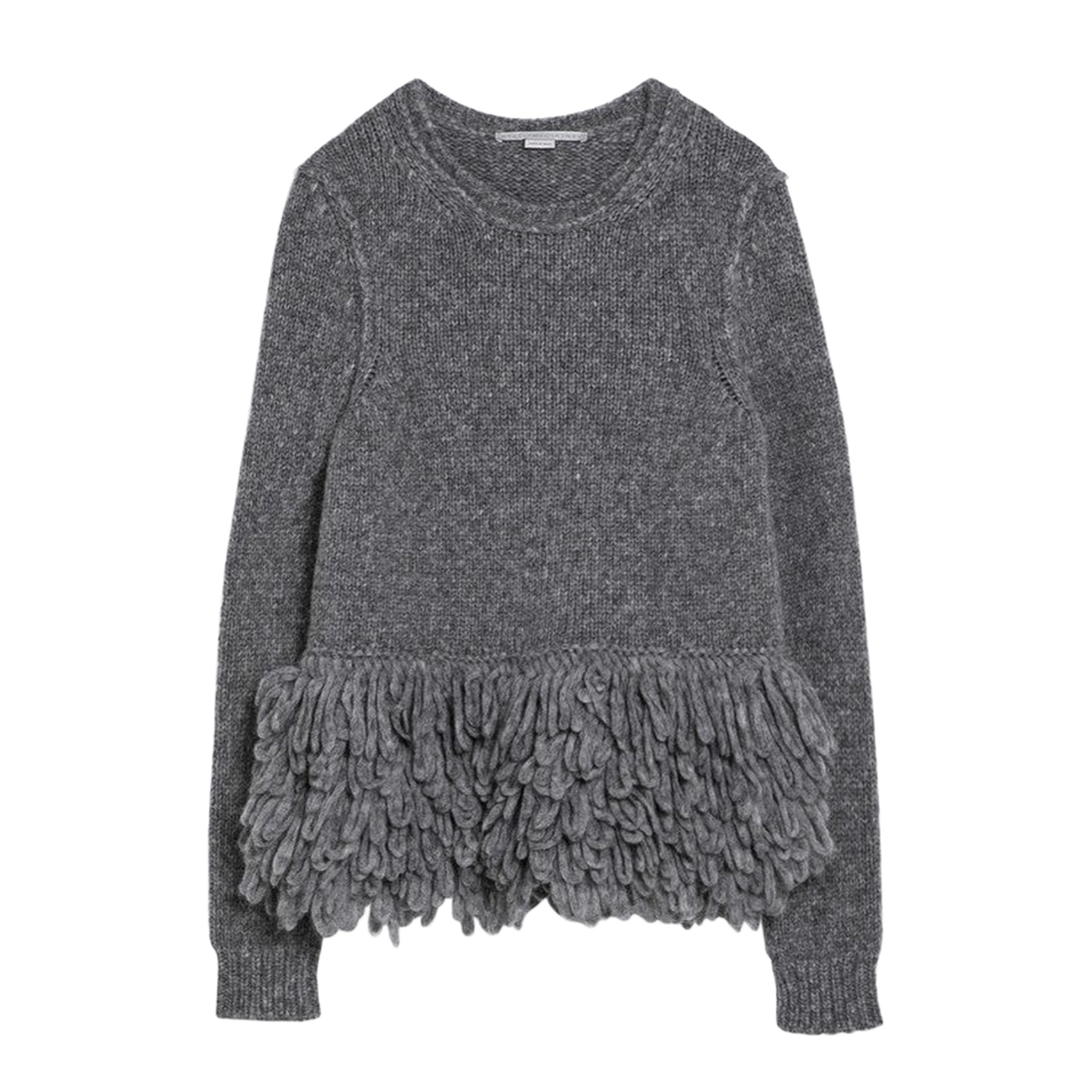 Grey Wool Sweater with Feather Insert