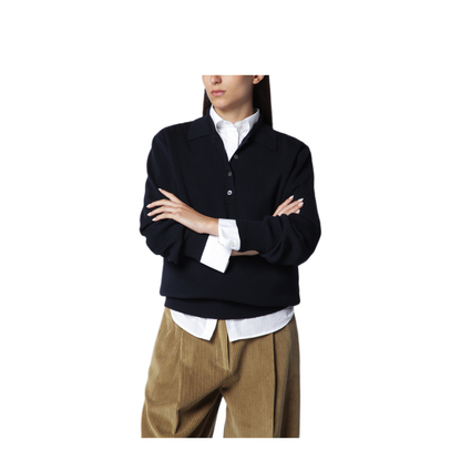 MAYFEYR - Róhe - Navy Blue Merino Wool Polo Shirt - 819-23-301WO410